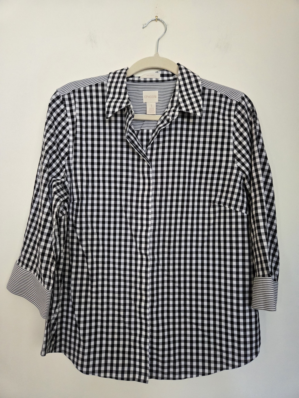 Black & White Gingham Button-Down Shirt